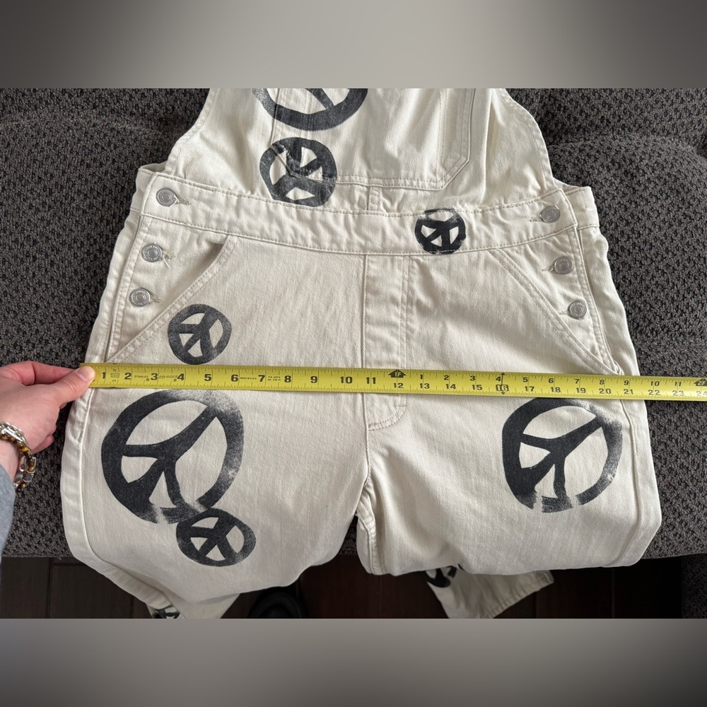 We the Free People Peace Sign Ziggy Harmony Overalls in White Medium Retail $128 - Picture 13 of 16